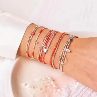 Paros rose coral elastic bracelet - Doriane Bijoux