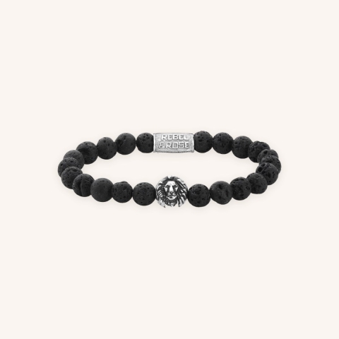 Black Moon lion head stone bracelet - Rebel & Rose