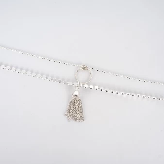 Double chain necklace with tassel circle - Doriane Bijoux