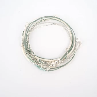 Green white triple wrap diamond ring bracelet - Doriane Bijoux