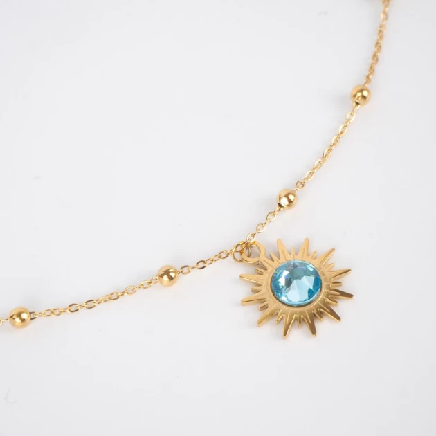 Mino blue gold necklace -...
