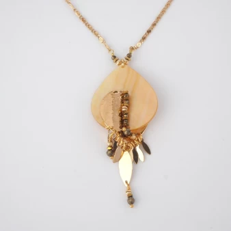Gold pearl fashion pendant necklace - Satellite Paris