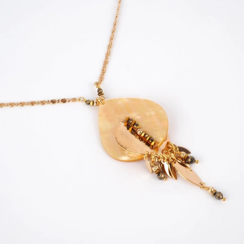 Gold pearl fashion pendant necklace - Satellite Paris