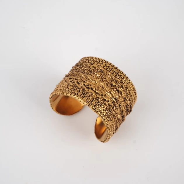 Golden braided ring -...