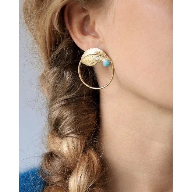 Jaspe leaf earrings -...