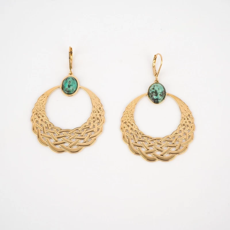 Katniss gold jasper hoops - Aurélie Joliff