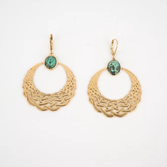 Katniss gold jasper hoops -...