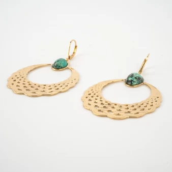 Katniss gold jasper hoops - Aurélie Joliff