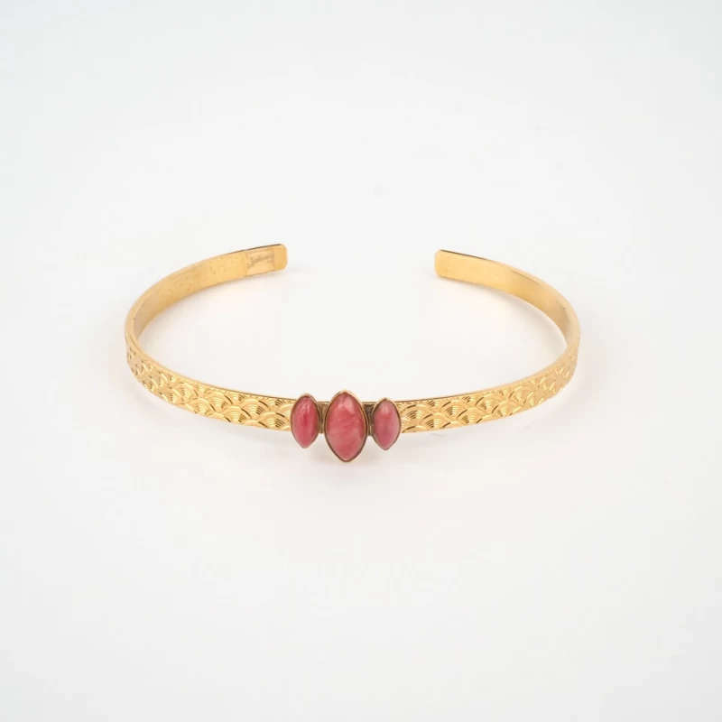 Honolulu gold bangle 3 stones - Aurélie Joliff