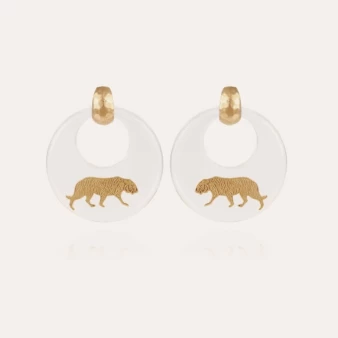 Tiger gold earrings acetate transparent - Gas bijoux