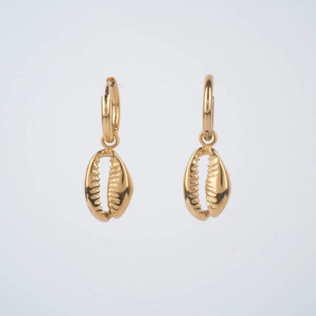 Shell earrings in steel -...