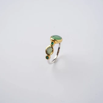 Green Fortune ethnic ring in silver - Canyon