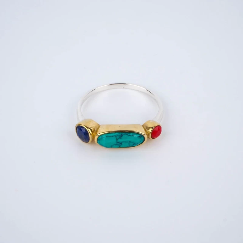 Ethnic ring Thalie turquoise in silver - Canyon