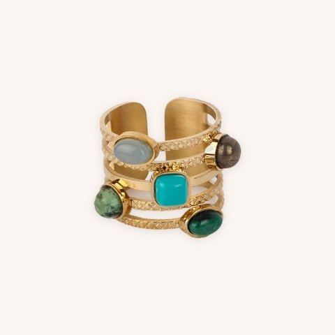 Hestia turquoise steel gold ring - Zag Bijoux
