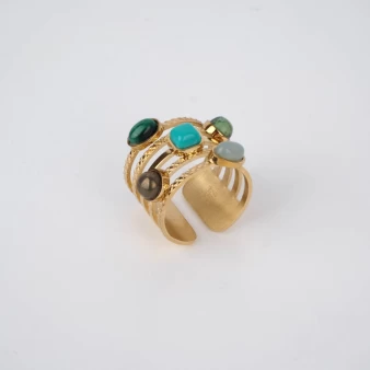 Hestia turquoise steel gold ring - Zag Bijoux