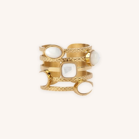 Bague Hestia nacrée acier or - Zag Bijoux