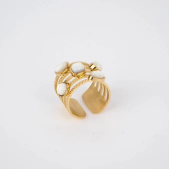 Hestia pearly steel gold ring - Zag Bijoux