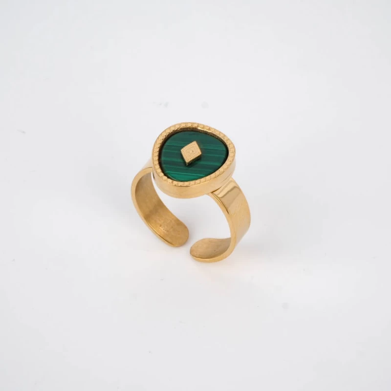Green Esther ring in gold steel - Zag Bijoux Green Esther ring in gold steel - Zag Bijoux