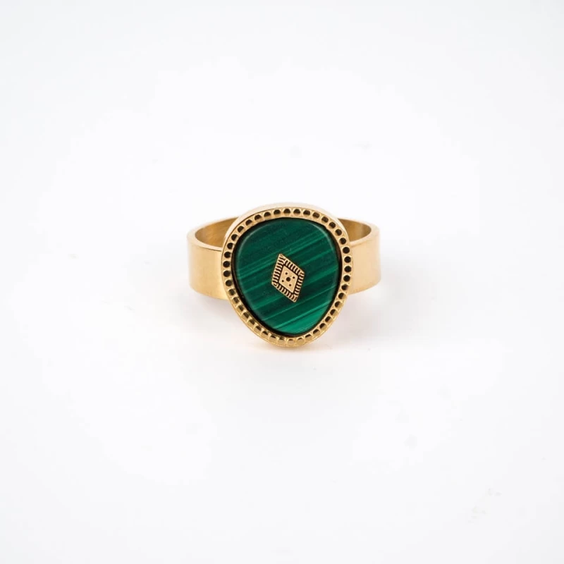 Green Esther ring in gold steel - Zag Bijoux Green Esther ring in gold steel - Zag Bijoux