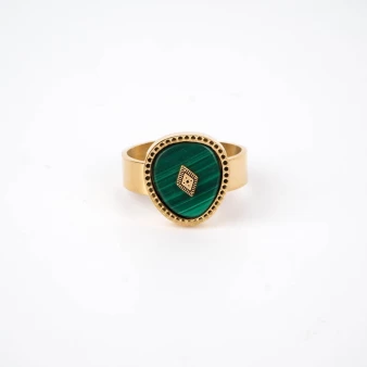 Esther green steel gold ring - Zag Bijoux