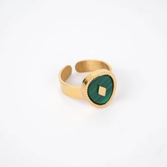 Esther green steel gold ring - Zag Bijoux