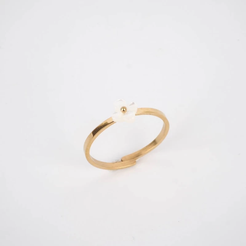 Pearly flower ring in gold steel - Zag Bijoux