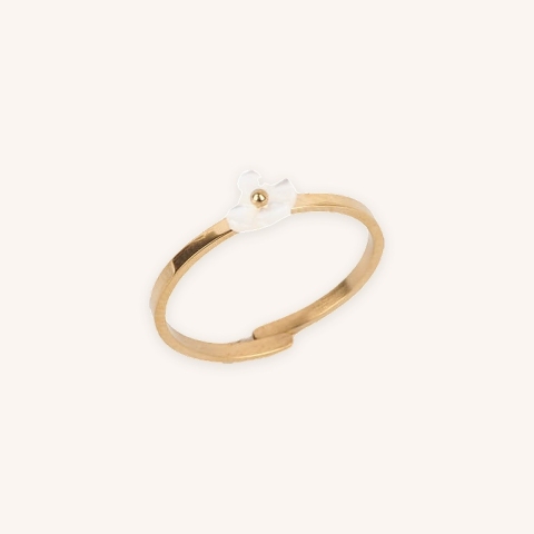 Bague Fleur nacrée acier or - Zag Bijoux