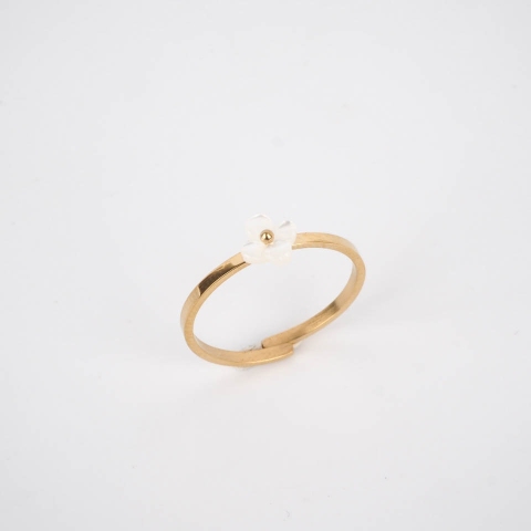 Pearly flower ring in gold steel - Zag Bijoux