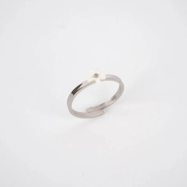 Pearly flower ring steel -...