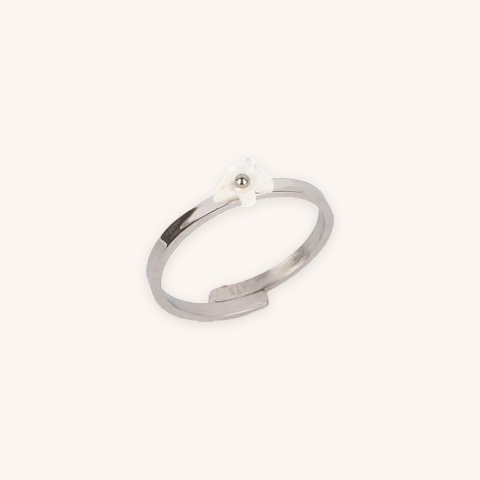 Steel pearly flower ring - Zag Bijoux