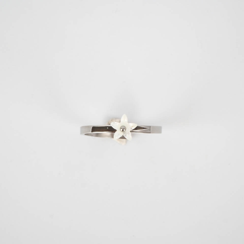 Steel pearly flower ring - Zag Bijoux