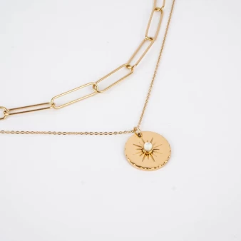 Ewen steel gold necklace -...
