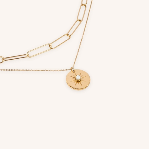 Ewen steel gold necklace - Zag Bijoux