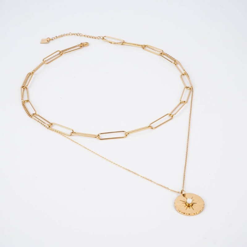 Ewen steel gold necklace - Zag Bijoux