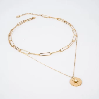 Ewen steel gold necklace - Zag Bijoux