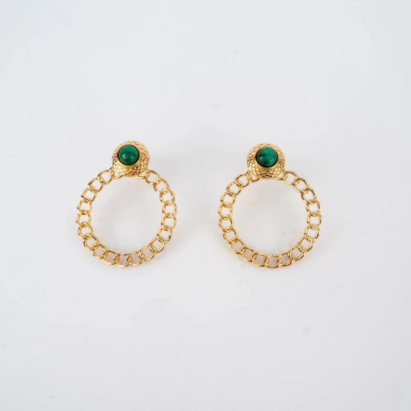 Green Mani earrings steel gold - Zag Bijoux Green Mani earrings steel gold - Zag Bijoux