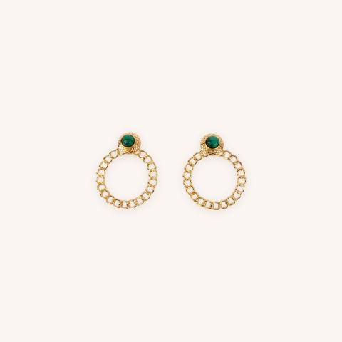 Mani green steel gold earrings - Zag Bijoux