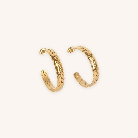 Boucles d'oreilles créoles Benoit acier or - Zag Bijoux