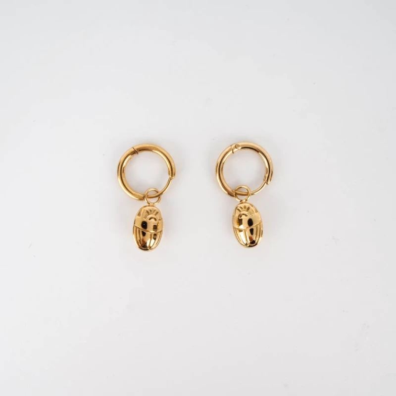 Scarab hoop earrings steel gold - Zag Bijoux Scarab hoop earrings steel gold - Zag Bijoux