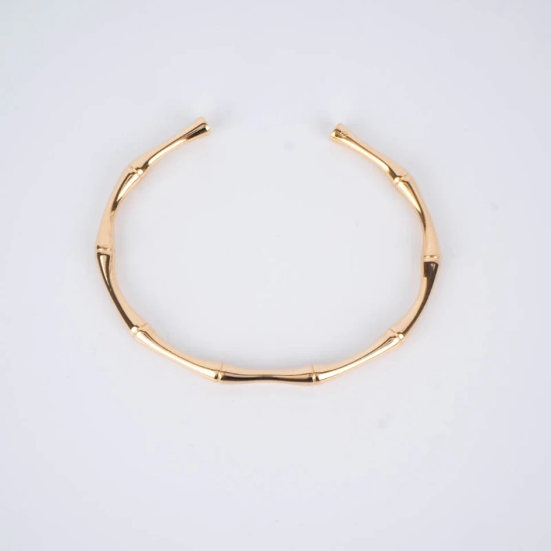 Gold plated bamboo bangle bracelet - Pomme Cannelle Gold plated bamboo bangle bracelet - Pomme Cannelle