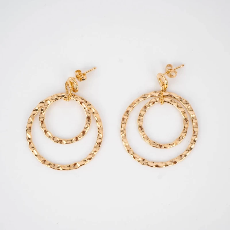 Gold-plated hammered earrings - Pomme Cannelle