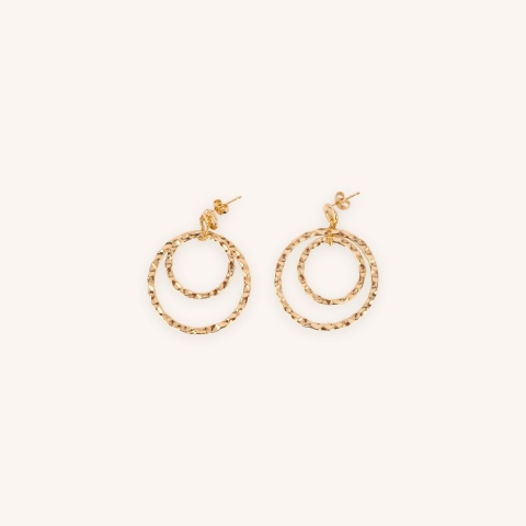 Boucles d'oreilles martelées plaqué or - Pomme Cannelle