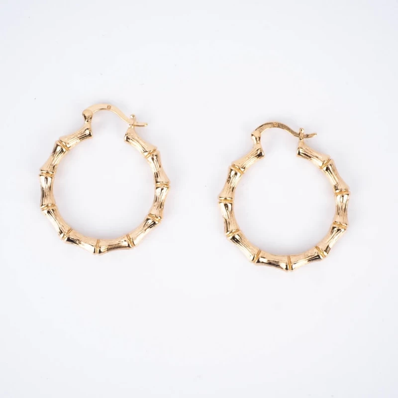 Gold bamboo hoop earrings - Pomme Cannelle