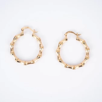 Gold bamboo hoop earrings -...