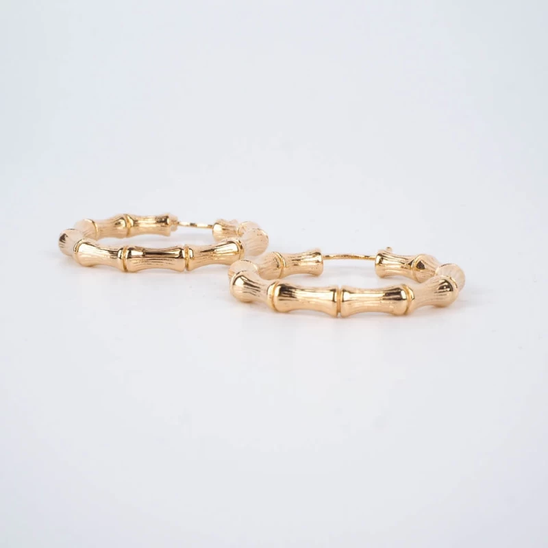 Gold bamboo hoop earrings - Pomme Cannelle Gold bamboo hoop earrings - Pomme Cannelle