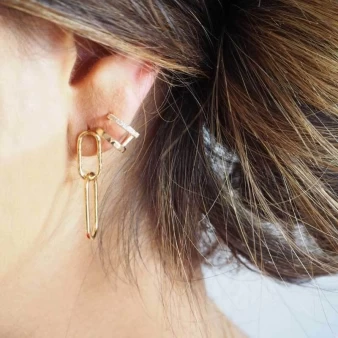 Gold-plated duo Creole earrings - Pomme Cannelle