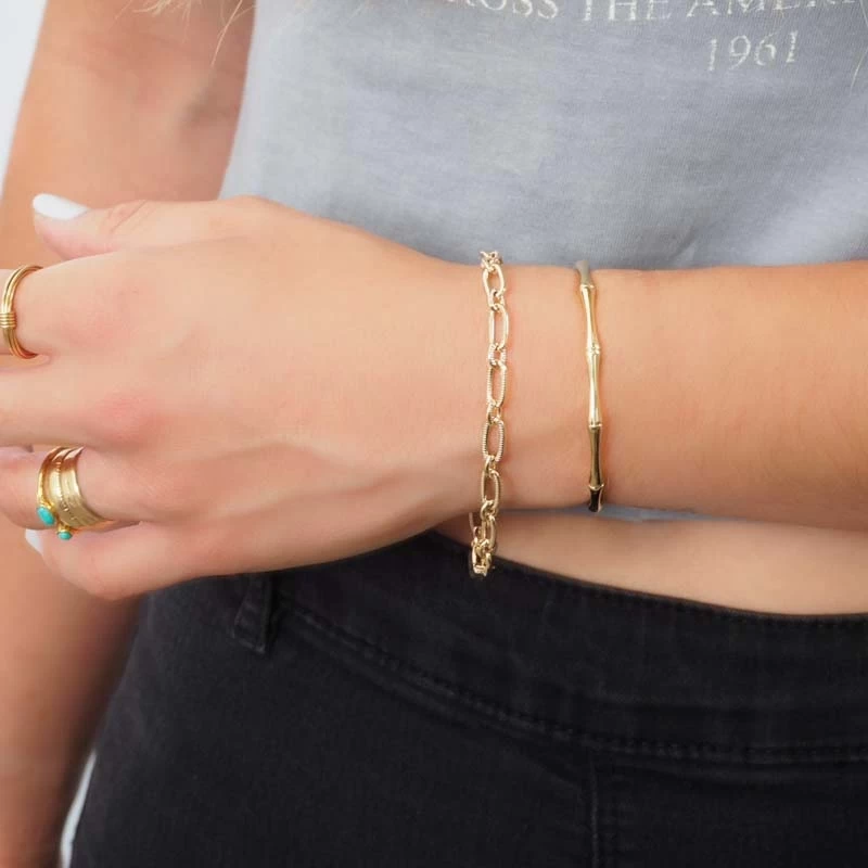 Gold plated bamboo bangle bracelet - Pomme Cannelle Gold plated bamboo bangle bracelet - Pomme Cannelle