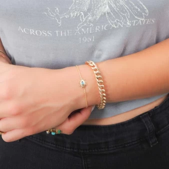 Bracelet Sun bleu en plaqué or - Pomme Cannelle