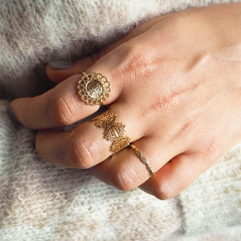 Gold plated leaf ring - Pomme Cannelle