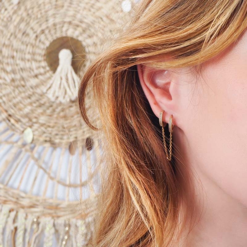 Mono gold rhinestone earring - Pomme Cannelle